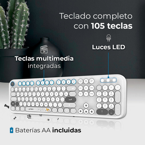 Kit Teclado Y Mouse Acteck Creator Mk485 Inalambrico Gris