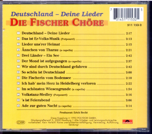 Cd Fischer Chore - Deutschland - Deine Lieder (importado)!!