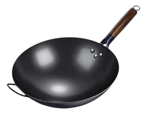 Wok Pan Wok Chino Con Mango De Madera 34 Cm Con Oreja