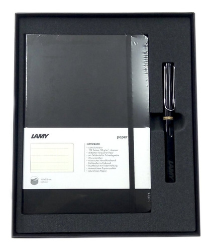 Lapicera Lamy Safari Con Block A5 Negro Mate Estuche Regalo