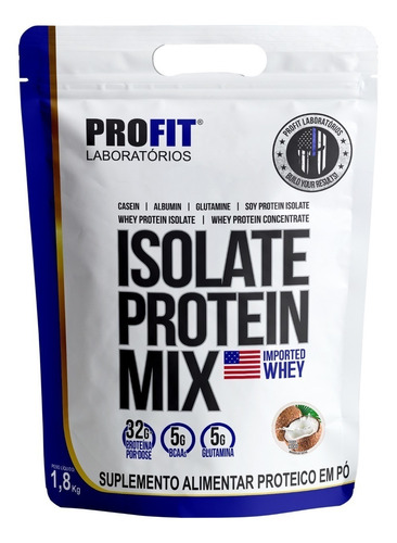 Suplemento em pó ProFit Laboratórios  Isolate Protein Mix proteínas Isolate Protein Mix sabor  coco em doypack de 1.8kg