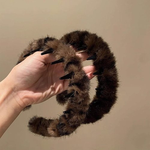 Aro De Peluche Dentado Con Estampado De Leopardo Retro Para