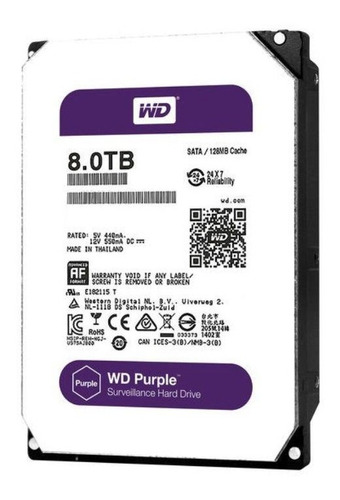 Imagem 2 de 3 de Hd Wd Purple Surveillance, 8tb, 3.5´, Sata - Wd81purz