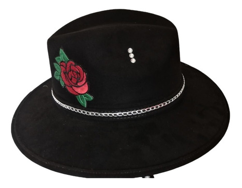 Sombrero Bohemio Negro Rojo Artesanal
