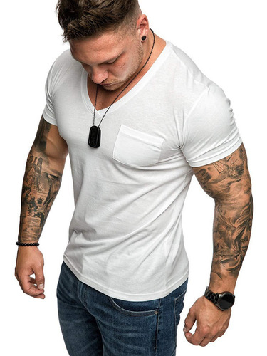 Blusa Corta De Fitness De Color Liso Casual Para Hombre