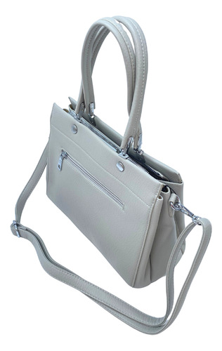 Bolsa Tipo Satchel Con Crossbody Gris Lisa Níquel Gris