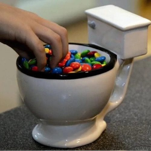 Taza Bowl De Cerámica En Forma De Wc Inodoro Color Blanco