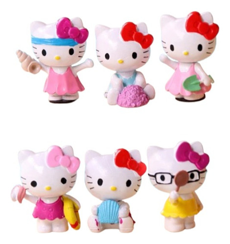 6 Mini Figuras De Hello Kitty. 4 Cms. Sanrio. Decoracion. 3.
