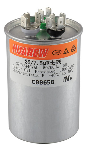 Huarew Condensador Redondo De Arranque Dual 35+7.5 Uf ±6% 35