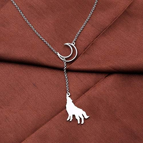 Lua Crescente Lobo Lariat Y Colar Lobo Uivando Para A Lua C