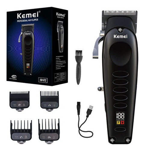 Cortadora De Pelo Eléctrica Kemei Color Negro Km-h72 5v