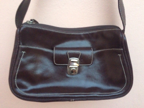 Cartera Carterita De Mano Mujer Marron Cuero