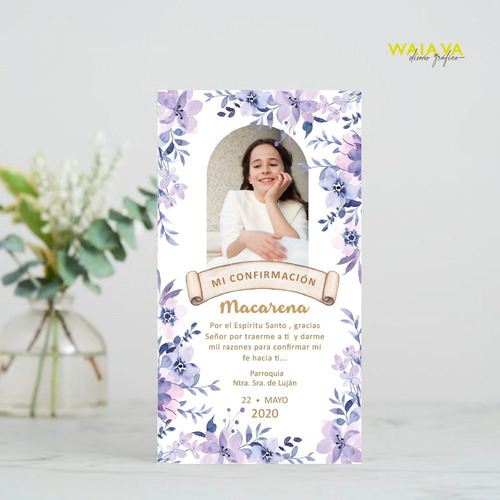Imagen 2 de 2 de Estampitas Tarjetas Estampas Confirmación Nenas C/ Foto X 4u