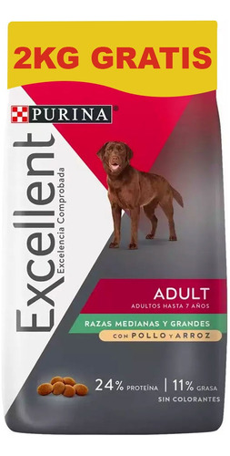 Excellent Perro Adulto Rza Med Y Grand X 20 + 2 Kg Boedo