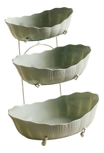 Placa De Cesta De Cesta De Frutas Em Verde 28.5x25x31cm