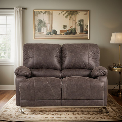Sofá Reclinable Rosen Bucarest Manual 2 Cuerpos Tela Café