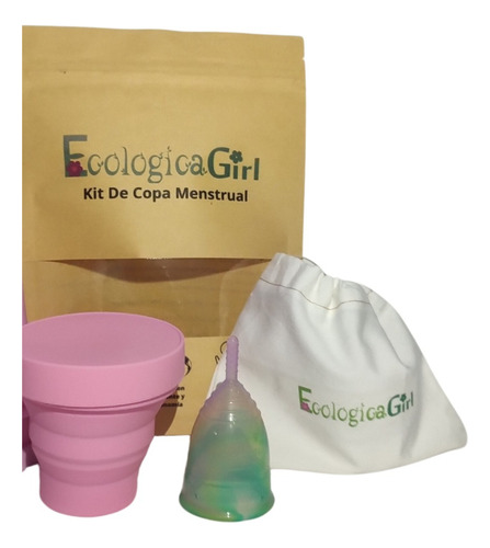 Copa Menstrual Con Vaso Esterilizador Y Bolsa Tallas Color Chica Arcoiris