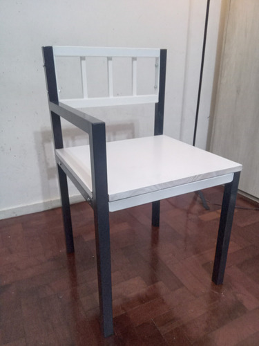 Silla De Comedor Industrial De Hierro/madera Super Reforzada . Negro Negro