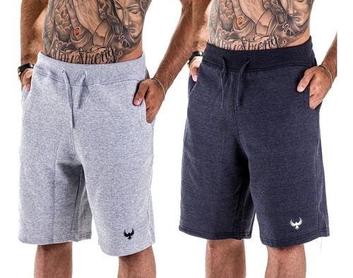 Kit 2 Bermudas Moletom Masculino Academia Esporte Fitness Nf