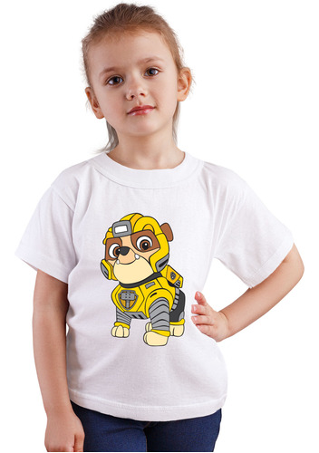 Polera Niños Paw Patrol Rubble Mighty Algodon Wiwi