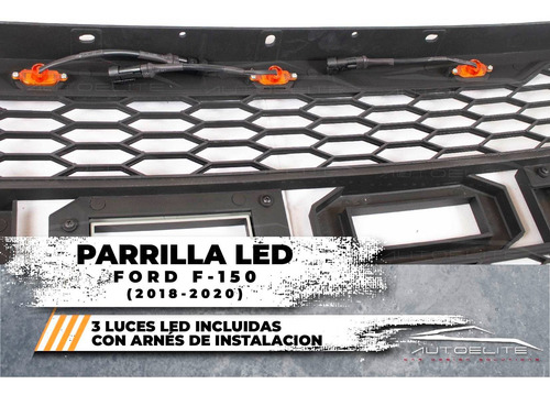Imagen 4 de 9 de Parrilla Ford F150 2020 2021 Negra Luz Led Ambar Tipo Raptor