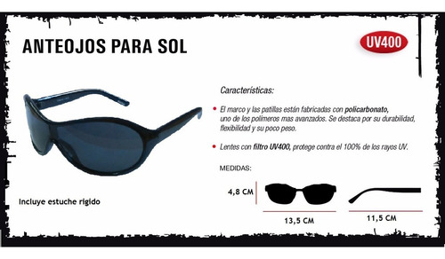 Imagen 3 de 8 de Imagen Óptica Lentes De Sol Envolventes Anteojos 1030200