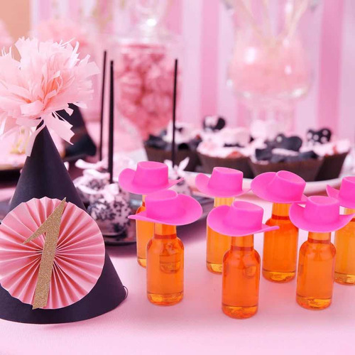 Mini Botellas Licor Con Sombrero Vaquero, Botellas Fiestas
