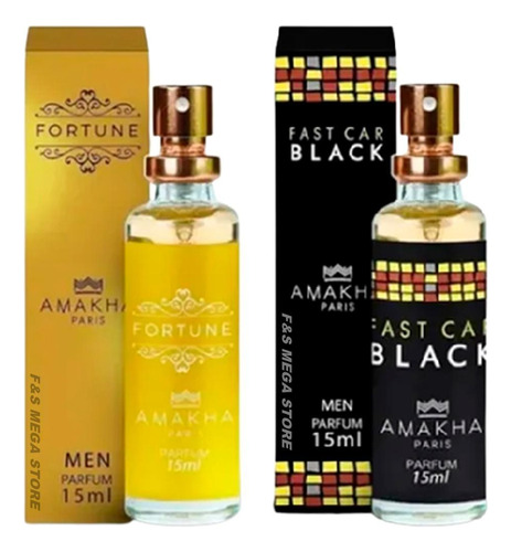 Kit 2 Perfume Masculino Fortune Fast Car Amakha Paris Bolso