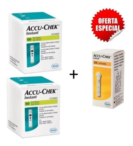 100 Tiras Reactivas Accu-chek Instant + 50 Lancetas Test O