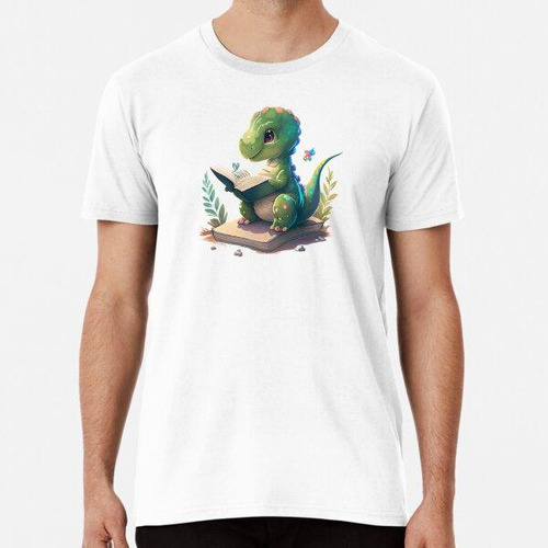 Remera Lindo Dinosaurio Leyendo Un Libro Algodon Premium