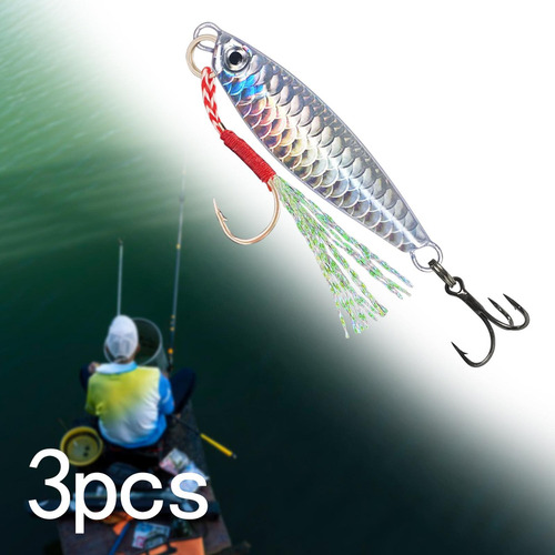 - 3x Señuelos De Pesca Cebos De Pesca Equipo De Pesca Plata