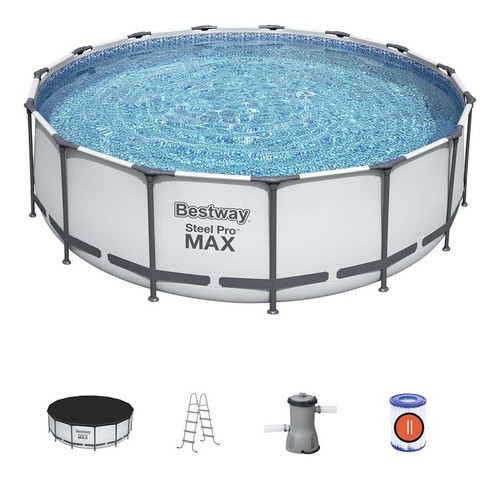 Piscina estructural Pro Max de 16.015 litros, cubierta, escalera y filtro gris