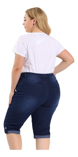 Vaqueros Capri De Mezclilla Talla Grande Pantalón Elástico