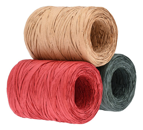 Cuerda De Enrollar Rafia Navideña Raffia Twine, 3 Rollos