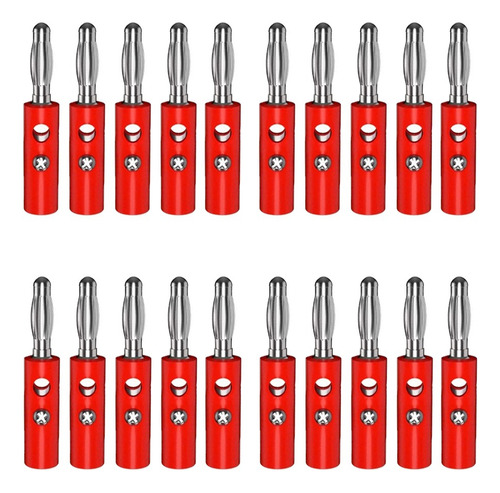 Tecneu 20 Piezas de Conector Banana Macho De 4 Mm Para Laboratorio Color Rojo