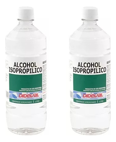 Alcohol Isopropilico 99.7% 1 Litro Dideval Pack Ahorro 2 Un.