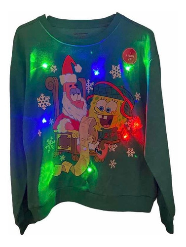 Suéter De Navidad Bob Esponja Spongebob Con Luz Parpadeante