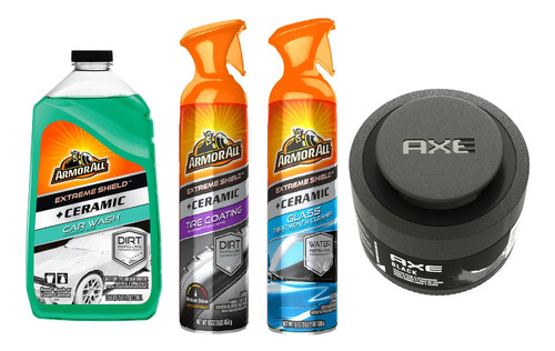 Shampoo De Coche + Protector Llantas Y Vidrio Ceramic + Axe