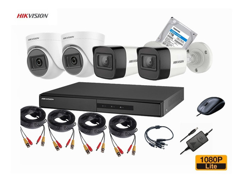 Cctv Kit Hikvision Dvr + 4 Cam 1080p 2mp Con Disco Duro 1tb