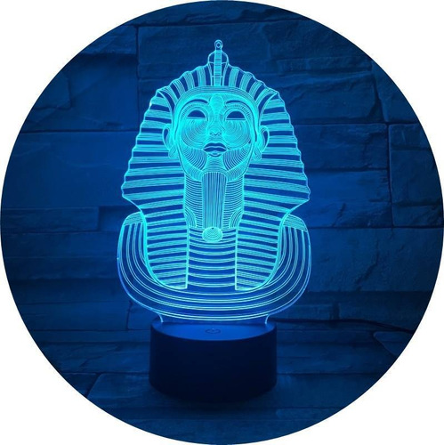Lámpara Luz Led Acrílico Mascara Egipcia, Tutankamon