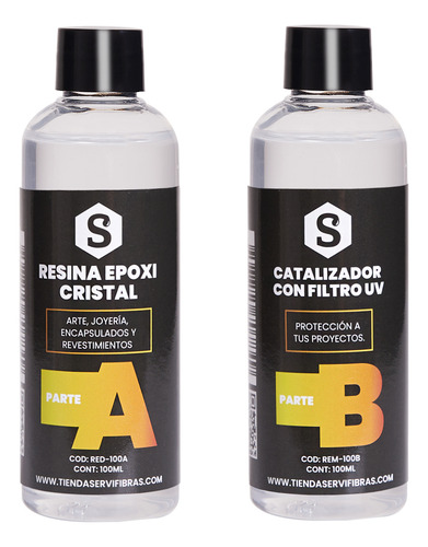 Kit Resina Cristal Epoxi Con Filtro Uv 200 Ml + Vaso 100ml Color Transparente