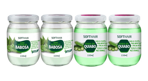 Kit Softhair 2 Sumo De Babosa + 2 Baba De Quiabo 220ml