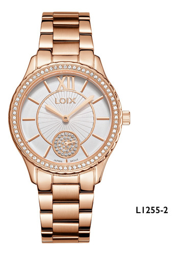 Reloj Dama Loix® L1255-2 Oro Rosa Con Tablero Blanco