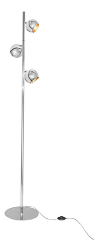 Lampara De Pie 3 Luces Bocha Spot Led Gu10 Movil Moderna Estructura Cromo Pantalla Cromo