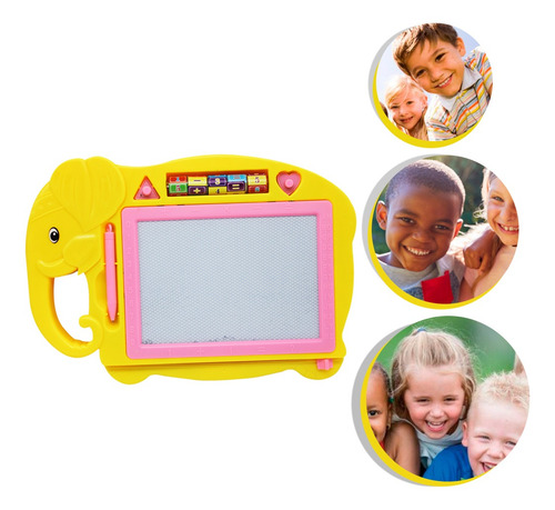Imagem 4 de 7 de Quadro Magico Infantil Caneta Carimbo Elefante Lousa Amarelo