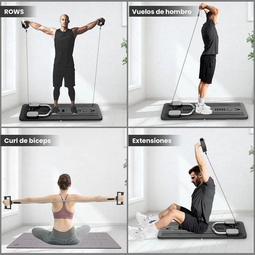 Tabla Abdominal Multifunción Plank Trainer Rodillo Plegables Negro