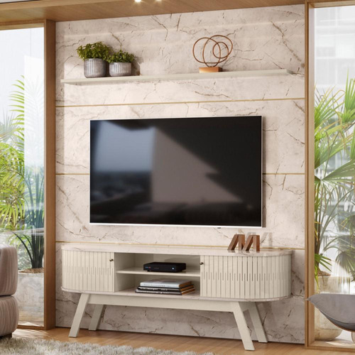 Rack Com Painel Tv 75 Polegadas Madetec Laguna Off White