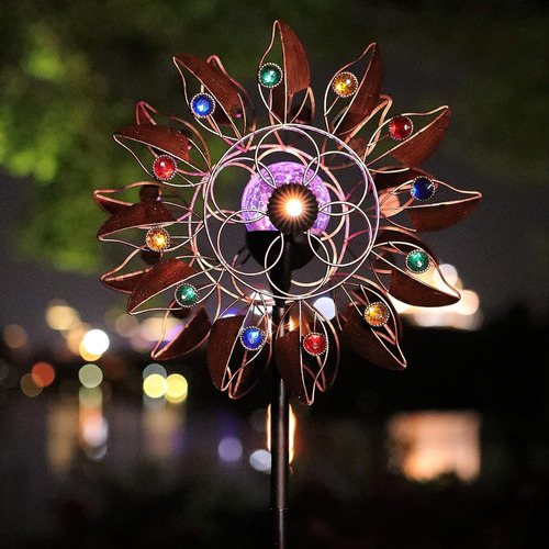 Hdnicezm Solar Wind Spinner Iluminación Led Multicolor Por B