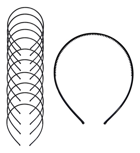 Kit 12 Tiaras Para Cabelo Com Dentinhos Arquinho Plástico