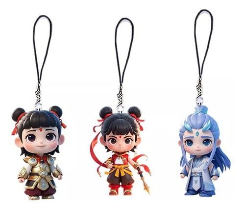 Anime Nezha Ao Bing Acrylic Keychain Mobile Pendant 3pcs
